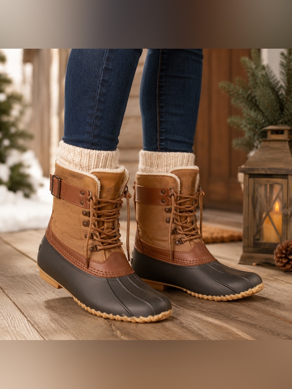 JBU by Jambu Ontario Duck Boots Women 10M Brown Faux Fur Weather Ready
